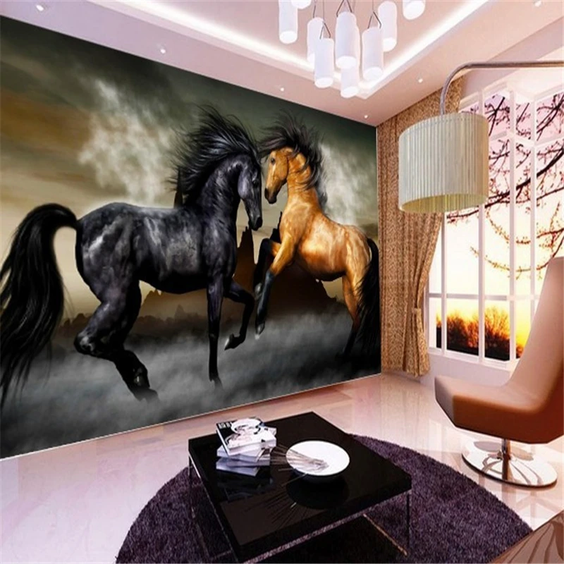 beibehang 3D photo wallpaper papel de parede 3d white horse wall murals 3d horse custom wall paper murals for living room