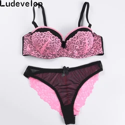 Hot Elegant luxury and romantic bra set for women 1/2 trace + lace push up sexy underwear sets 5 color bra and panty set