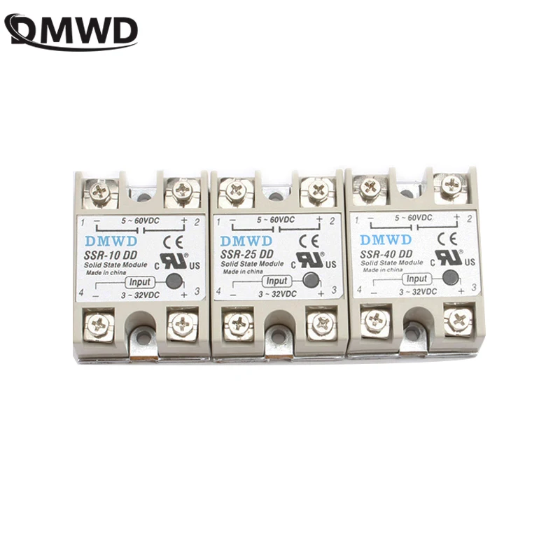 Solid State Relay SSR-10DD SSR-25DD SSR-40DD 10A 25A 40A AC Control DC Relais 3-32VDC TO 5-60VDC SSR 10AA 25AA 40AA