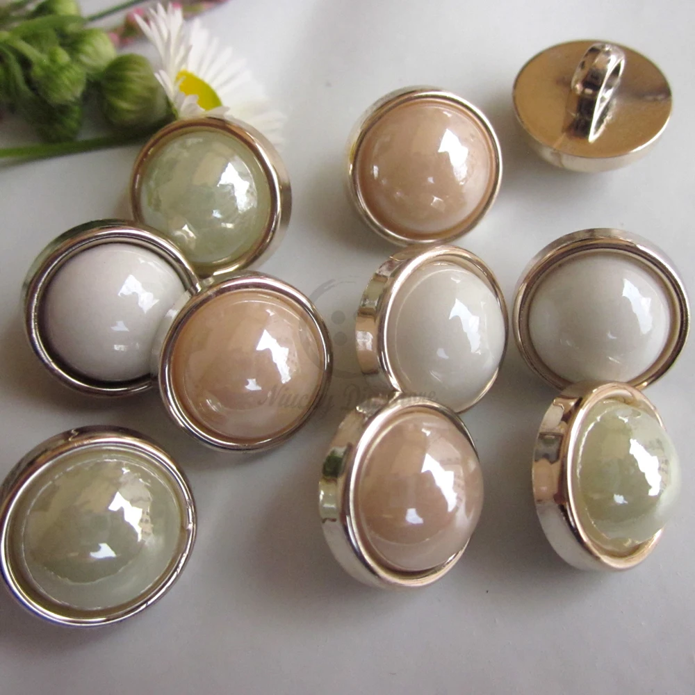 60pcs 12.7mm High qualtiy gold edge ceramics pearl Blouse chiffon cardigan buttons Boutique sewing buttons supplies