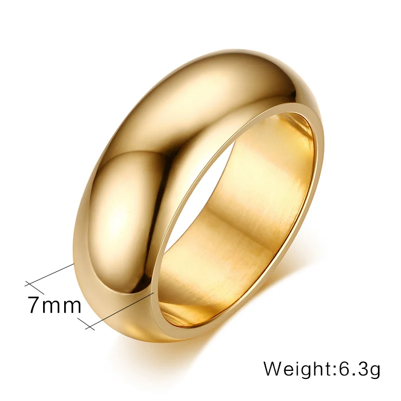 Meaeguet 7mm Wide Classic Wedding Rings For Women Men Round Stainless Steel Bijoux Engagement Wholesale Jewelry Wedding Bands