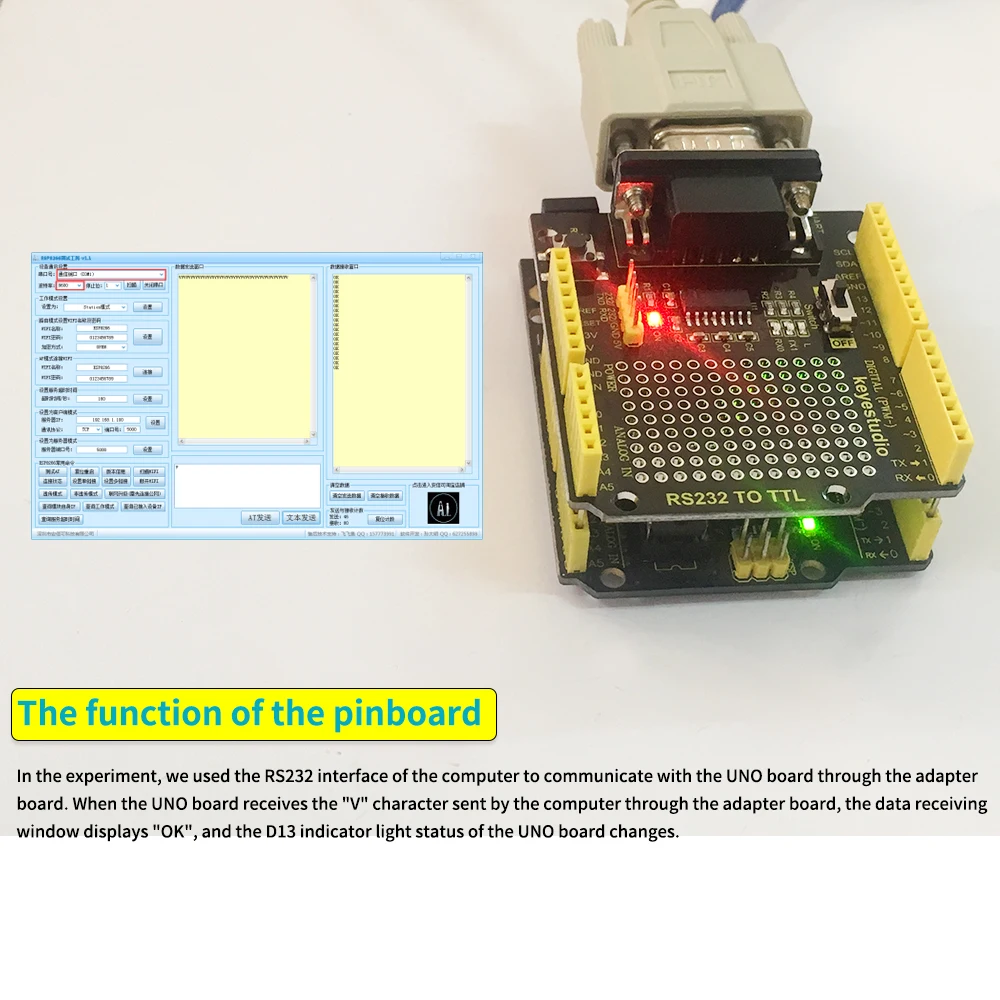 keyestudio RS232 to TTL Conversion Shield Board For  Arduino UNOR3 Compatible with RS232 Interface