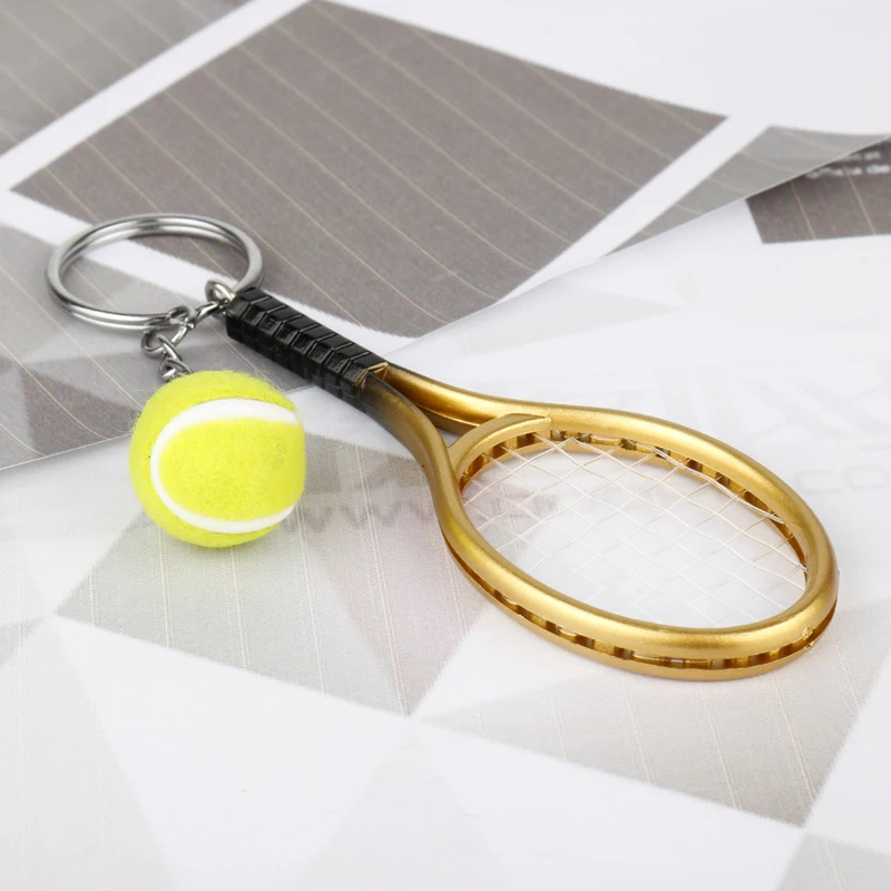 Fashion 6 Color Tennis Keychain Key Ring Tennis Racket Model Key Chain For Best Friendship Souvenir Gift