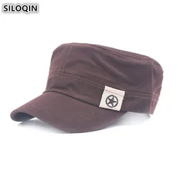 SILOQIN Snapback Flat Caps For Men Adjustable Size Men's Cap Fashion Cotton Army Military Hats Male Bone Brands Visor Hat NEW