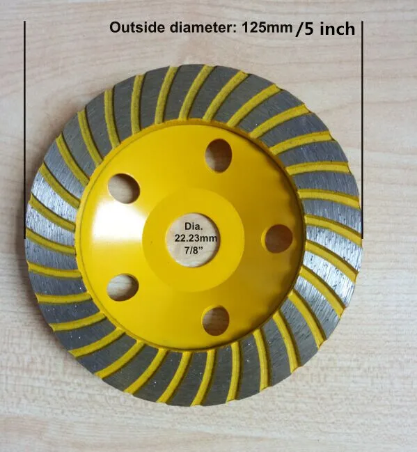 5 cal 125mm Segment diamentowe ściernica tarcza szlifierska koła kształt misy szlifowania puchar betonu granit kamień ceramika