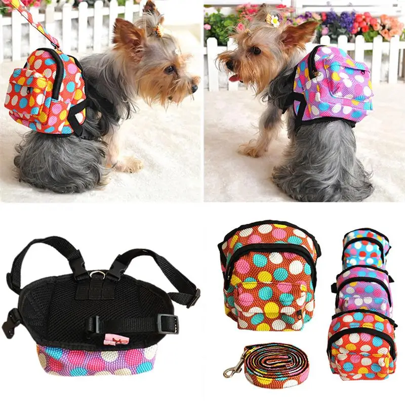 Printed Bag Pet Backpack Dog Harnesses Leashes Set Pet Chest Rope Leading Products for Animals Collar Acessorios Traction