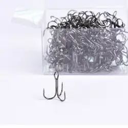 100PCS Gray High Carbon Steel Fish Hook 10# 12# Treble Hooks Fishing Tackle For Bass Soft bait