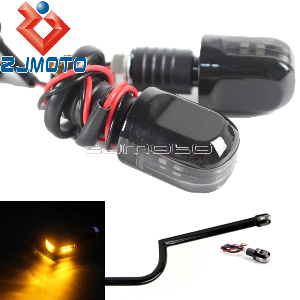 

1 Pair Motorcycle 7/8" Handlebar End Amber LED Turn Signals Supermoto Emark 22mm Bar End Blinkers Indicator Light