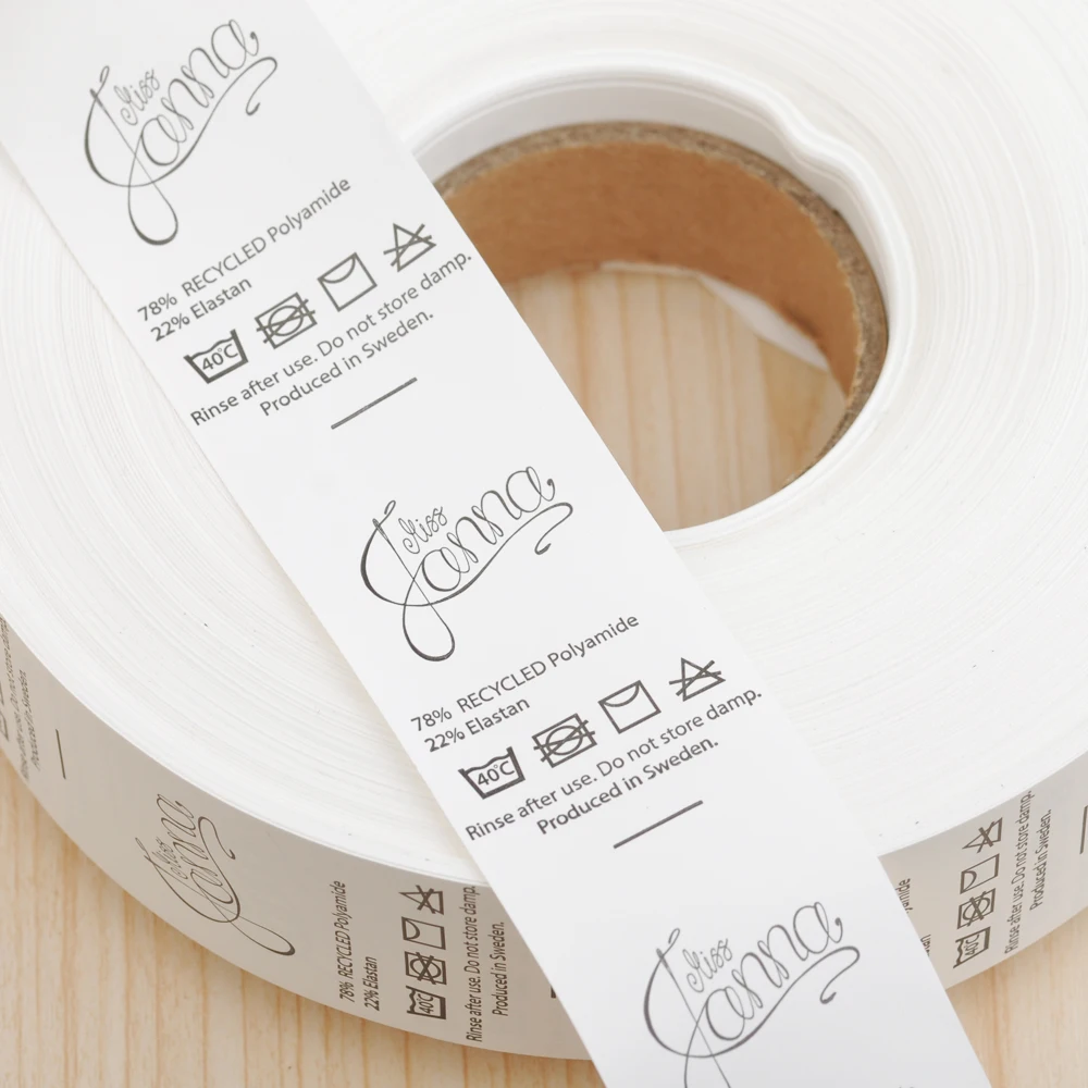 

1000pcs/roll labels for clothes Custom white garment nylon taffeta washing care label clothing size tags wash labels lb-027