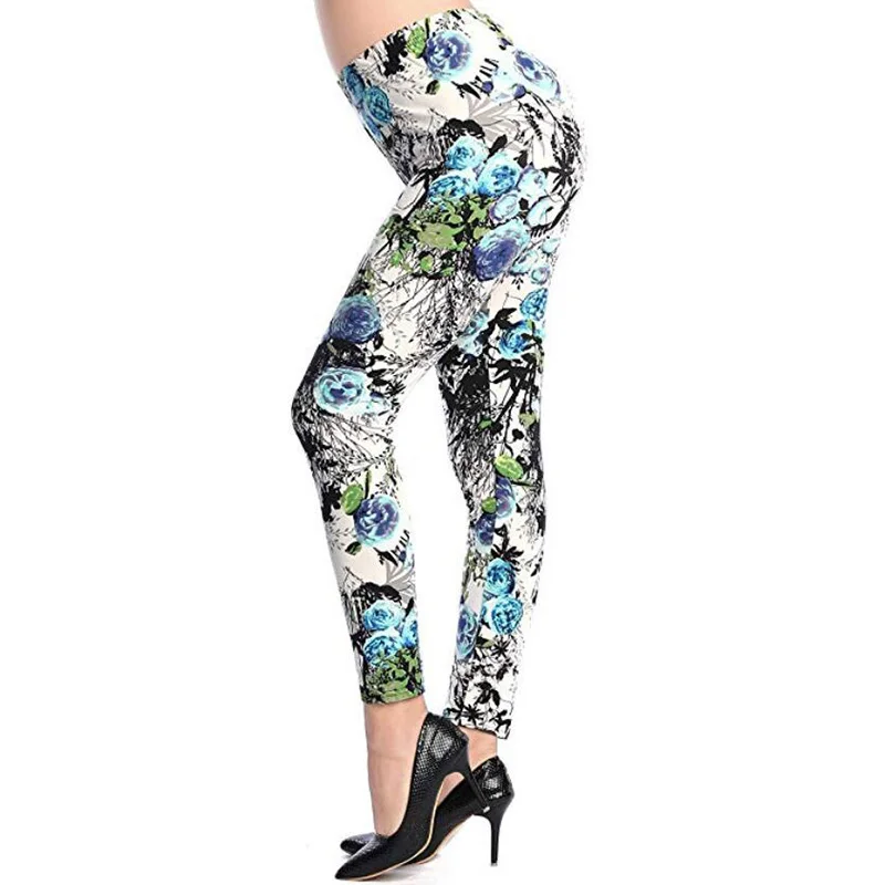 CHSDCSI High Waist Pants Women Leggings Fashion Flora Printing Sexy Legging Fitness Leggins Grid Plaid Stripe Trousers