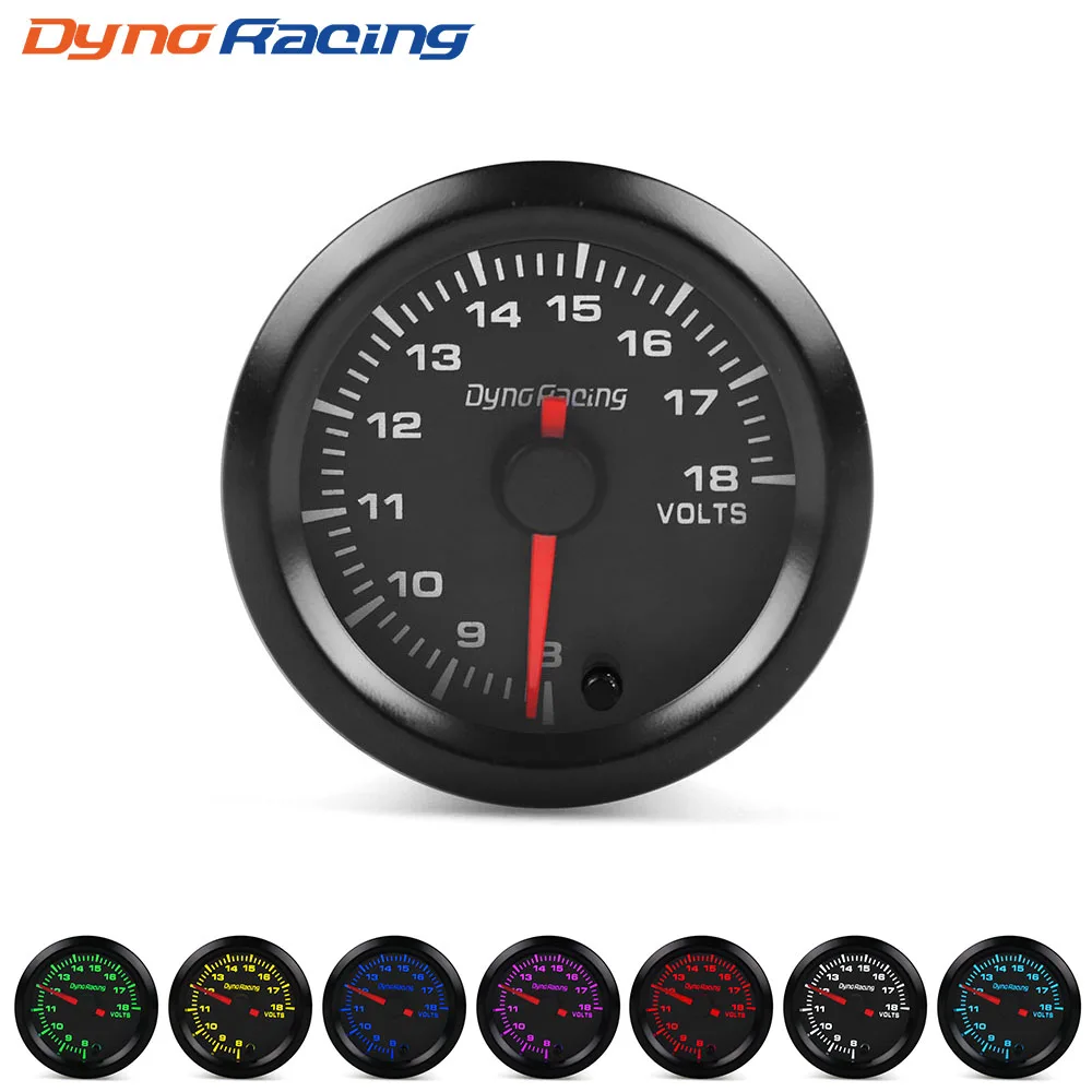 Dynoracing 2" 52mm 7 Colors LED Car Auto Voltmeter 8-18 Volt Gauge High Speed Stepper Motor Voltage gauge Car Meter BX101492