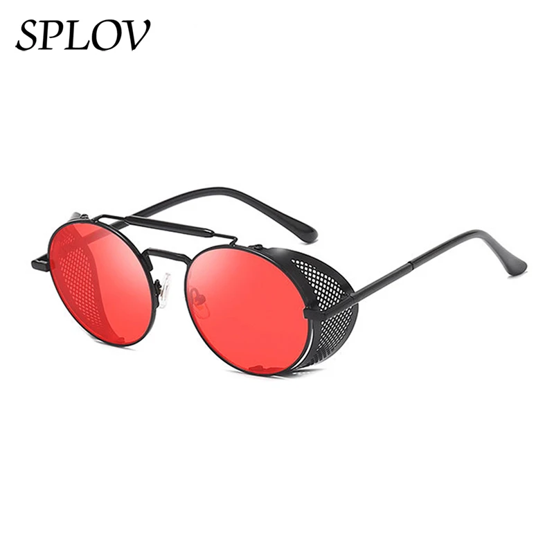 New Steampunk Retro Round Metal Sunglasses Men Women Brand Designer Glasses Metal Shields Shades Oculos De Sol UV400 Eyewear