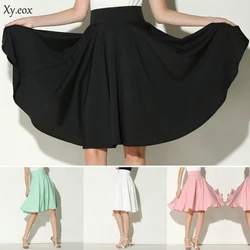 Women's High Waist Pleated Skirt Ladies Summer Casual Beach Party Evening Skirt