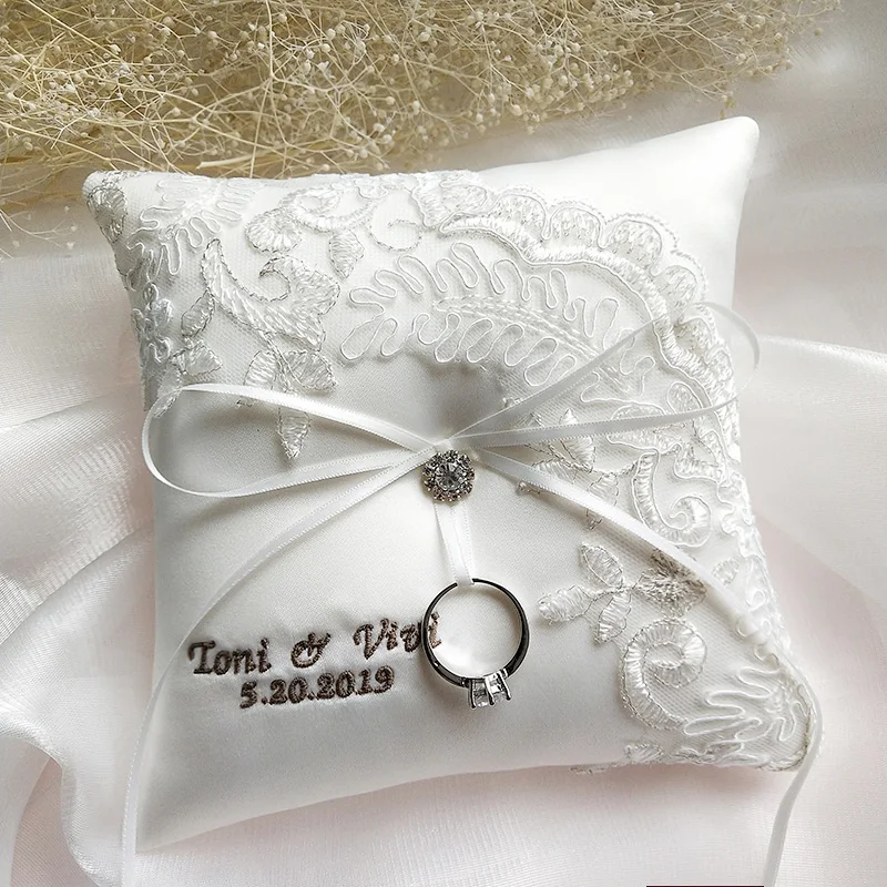 

Customized Names And Dates Ring Pillow Cushion Party Decoration Bridal Ring Pillows Valentine Day Supplies Can Do Different Size