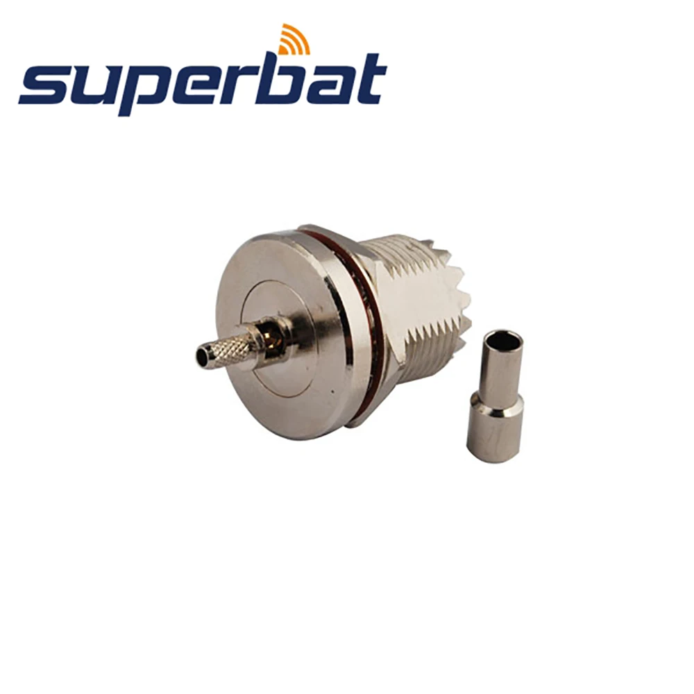 Superbat 10pcs UHF Crimp Female Bulkhead -British Version RF Coaxial Connector for Cable RG174, RG178,RG316,LMR100