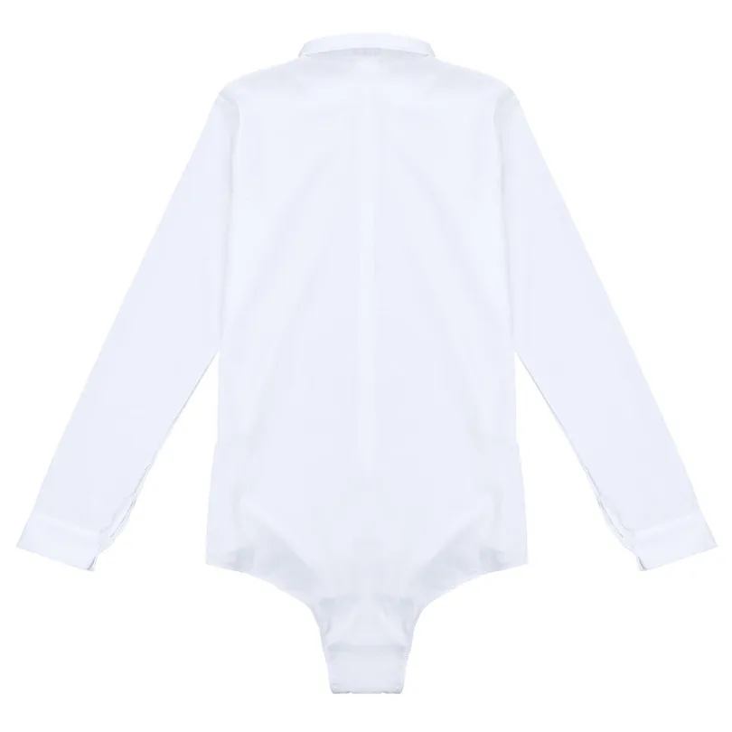 iEFiEL Mens Long Sleeve Zipper Solid Color Latin Modern Dance Shirt with Bowtie One-piece Romper Shirt Male White Tuxedo Shirt