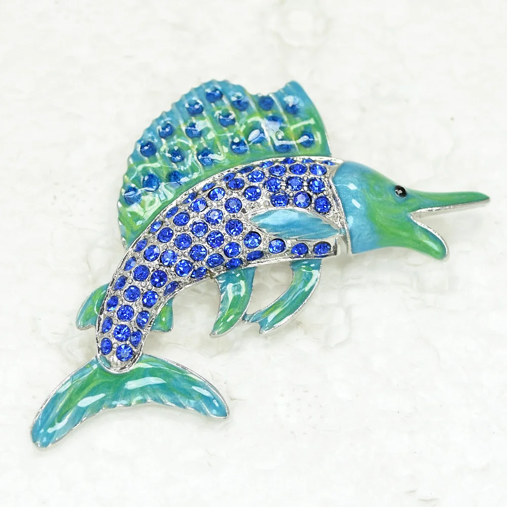 

Enamel Rhinestone Brooch Swordfish Pin brooches C915 B