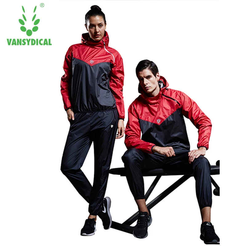 Vansydical 2020 Weight Losing Running Set Sports Suit Running Sweat Pants  Fitness Gym Running Jackets Sportswear Sauna Suits