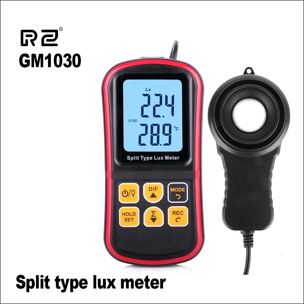 

RZ Digital Light Luxmeter Spectrometer Photometer 0~200000 Lux GM1030 Illuminometer Luminometer Photometer Lux/FC LM Tester