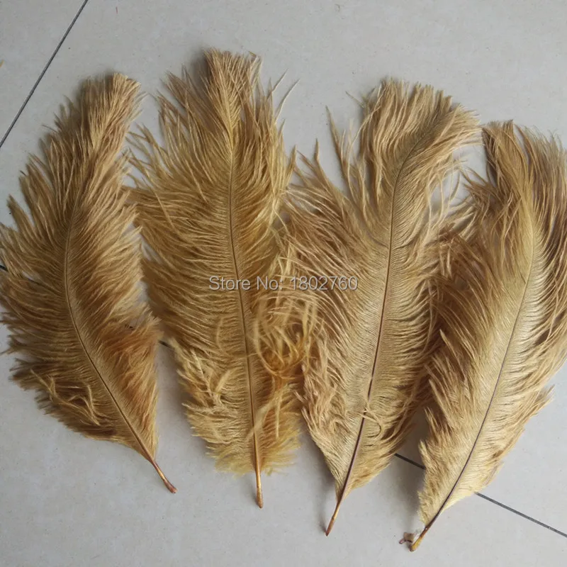 ريشة النعام الذهبية الجميلة 10 قطعة طول الريش 6-8 بوصة / 15-20 سم أزياء الزفاف ذاتية الصنع وزينة القبعة #2