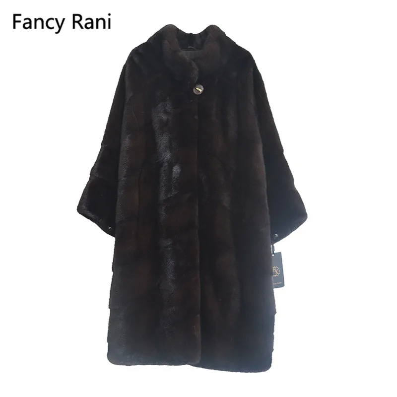 Dam Rani-Manteau en fourrure de vison véritable pour femme, col montant, pardessus pelé entier, vestes de haute qualité, nouveau, hiver