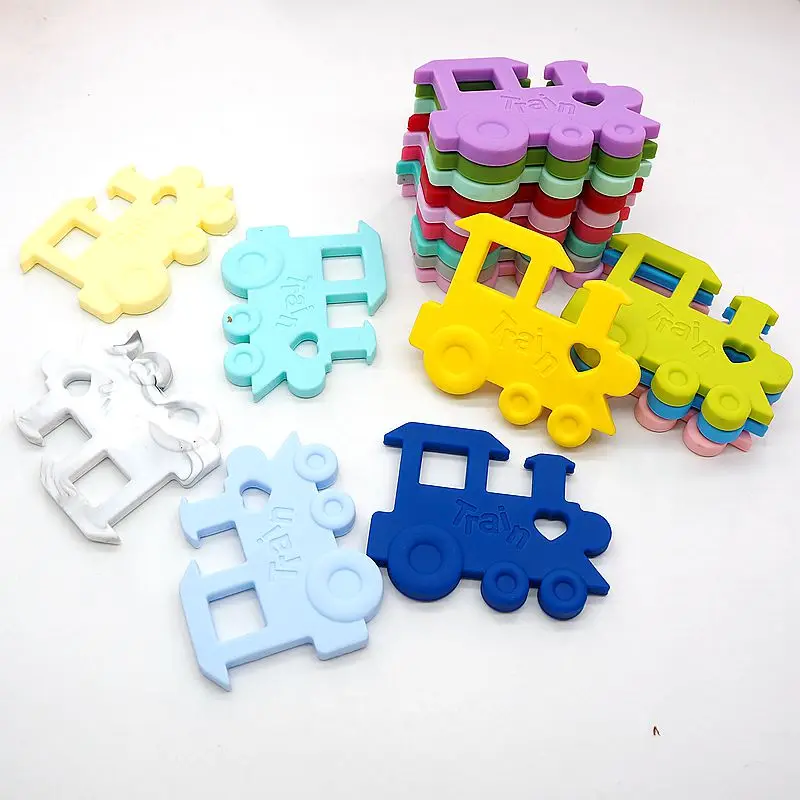 

Chengkai 10PCS Silicone Train Teether DIY Baby Teething Pendant Nursing Jewelry Chewing Pacifier Dummy Toy Gift BPA Free