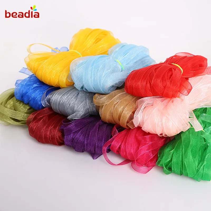 Wholesale 20 yards/bag 6mm Organza Ribbon For Wedding Gift Wrapping Decoration Christmas Ribbons