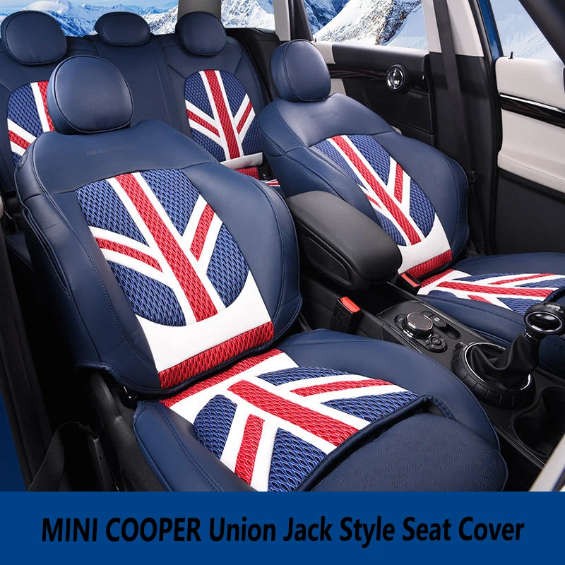 Brand New Imported PVC Material Union Jack Style Black and Rear Seat Cover For mini cooper F56 F55 F54 F60 R60
