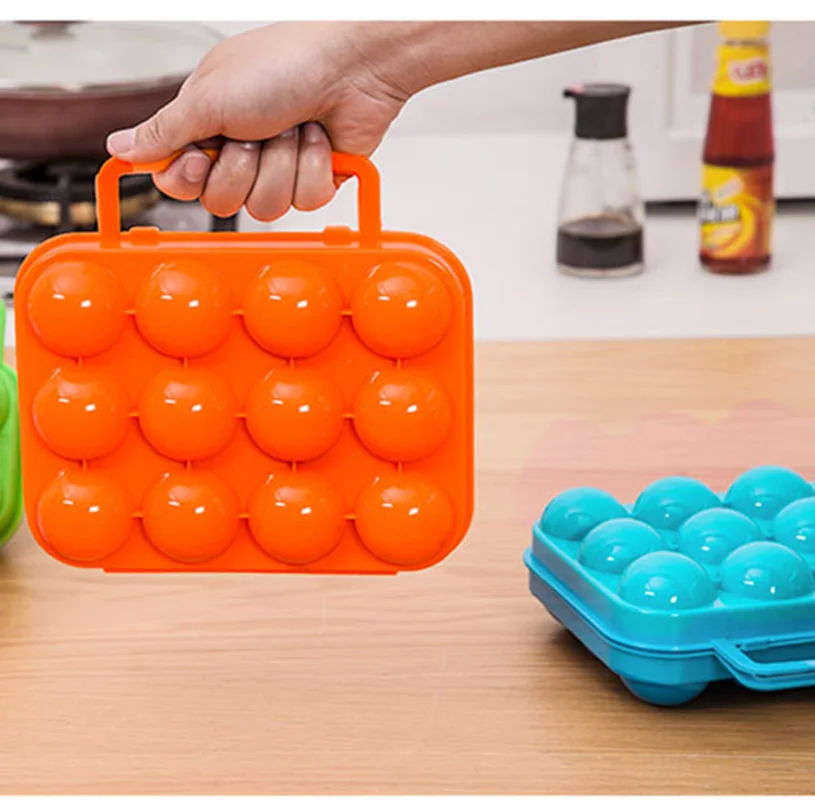 Portable Plastic 6/12 Eggs Storage Box Crisper Outdoor picnic portable plastic Egg box Case Folding Basket Portable Carry