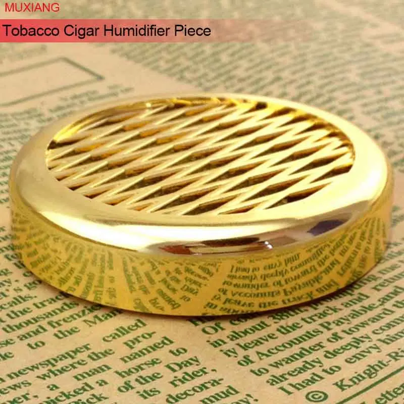 2 Pcs Tobacco Cigar Humidifier 57mm Gold Color Round Plastic Tobacco Humidor Portable for Travel Smoking Accessories cg0008