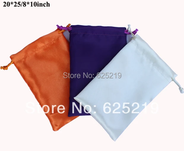 

20*25cm/8*10inch large size satin gift packaging pouches bag with drawstring mix color choose 50pcs/lot customize size & logo