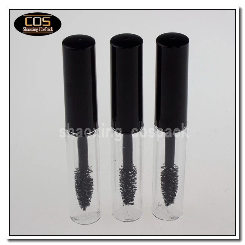 MT009-3.5ml mascara eyelash tubes empty, 3.5ml clear mascara beauty tubes with black lid brush, 3.5ml cosmetic packaging