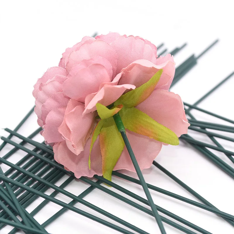 20pcs 15/25/40cm Artificial Flower Stem Iron Wire Stem DIY Paper Flower Stub Accessory Green Floral Tape Rose Stems Craft Decor