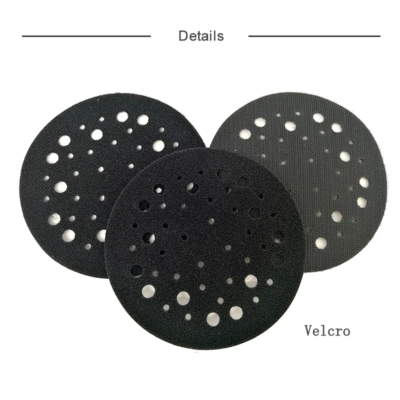 Disque de Protection du tampon d'interface, 5 pouces, 44 trous, noir, accessoires d'outils électriques pour ponceuse, polissage et meulage, crochet et boucle