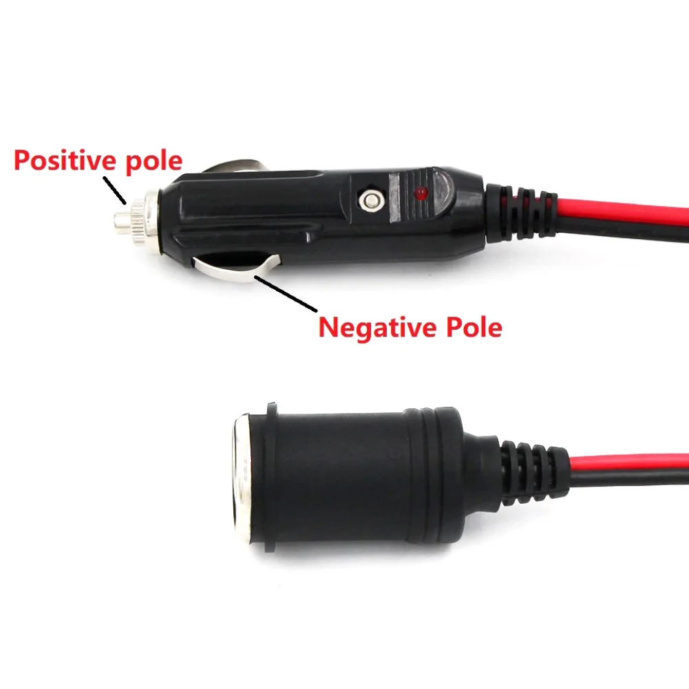 100W 12/24V Durable Car Cigarette Cigar Lighter Extension Cable Socket Lead Cord Adapter