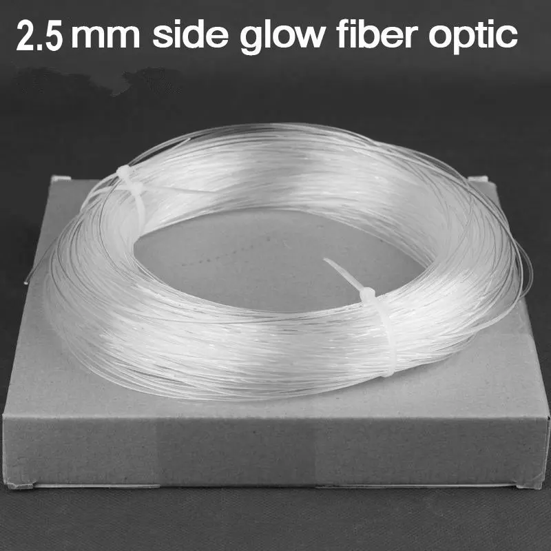 100M Car Home DIY LED Lighting PMMA Side Glow Fiber Optic Cable F/light engine driver curtain star ceiling decor-2.5MM(Diameter)