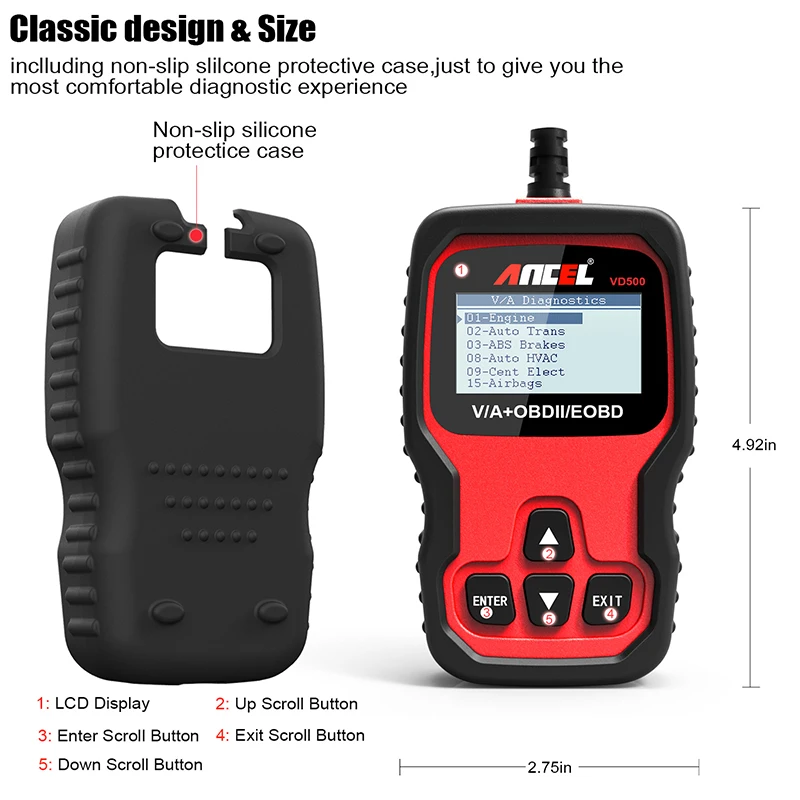 Ancel VD500 OBD2 Automotive Scanner Oil Service EPB Reset OBD2 Auto Scanner For Volkswagen Audi Skoda SEAT ODB2 Diagnostic Tools