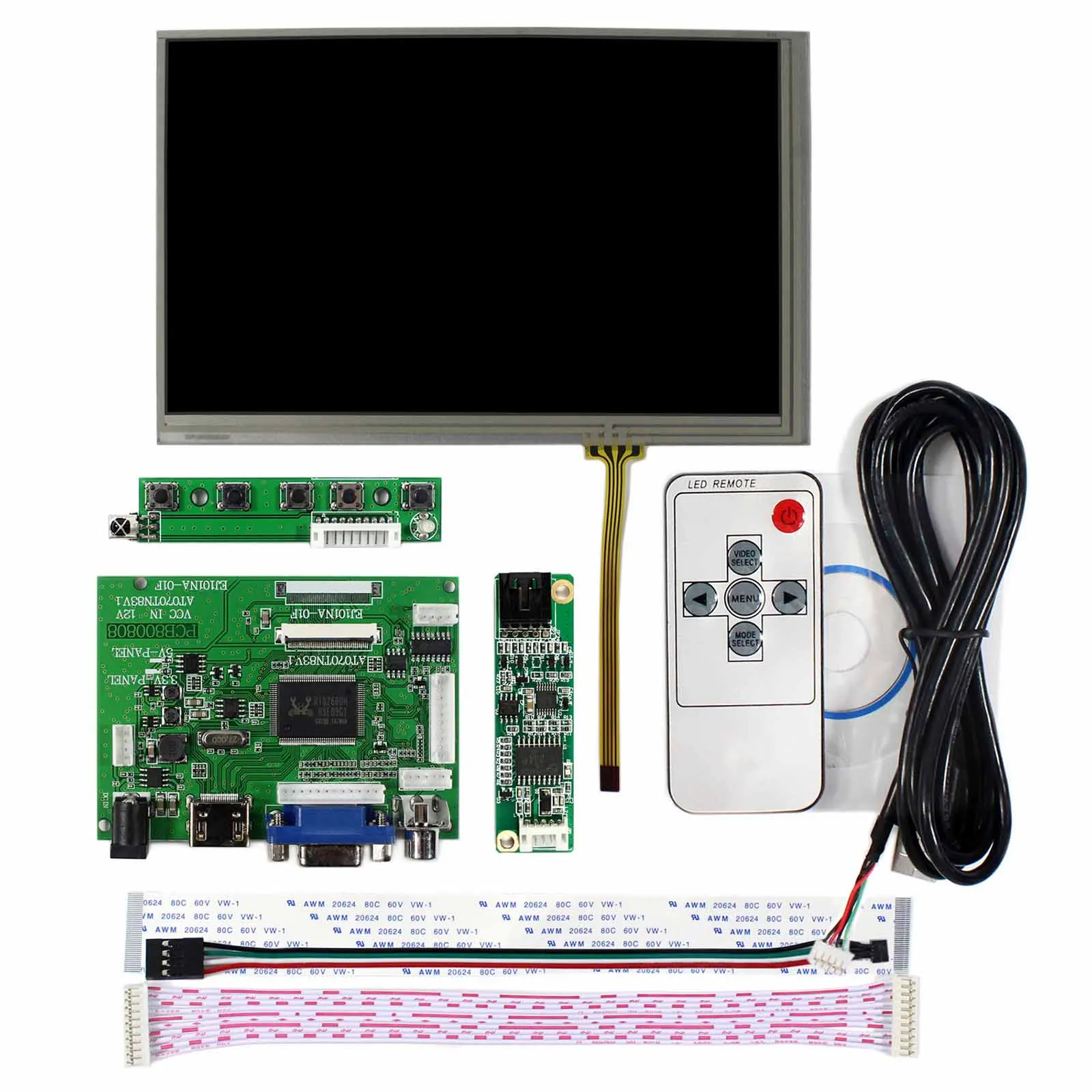 7inch 800X480 AT070TN83 Touch LCD Screen+HD MI VGA 2AV LCD Controller Board