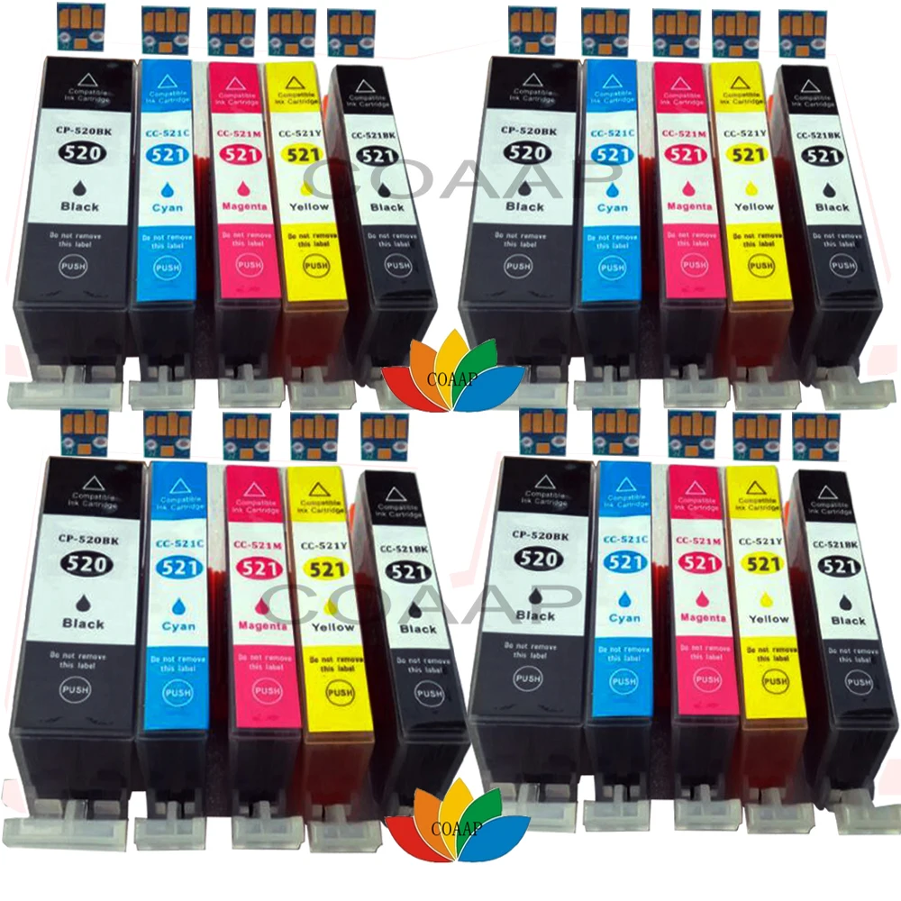 20 Compatible INK CARTRIDGES for CANON PIXMA MP620 MP980 MP990 MX860 MX870 SET with CLI-521 PGI-520