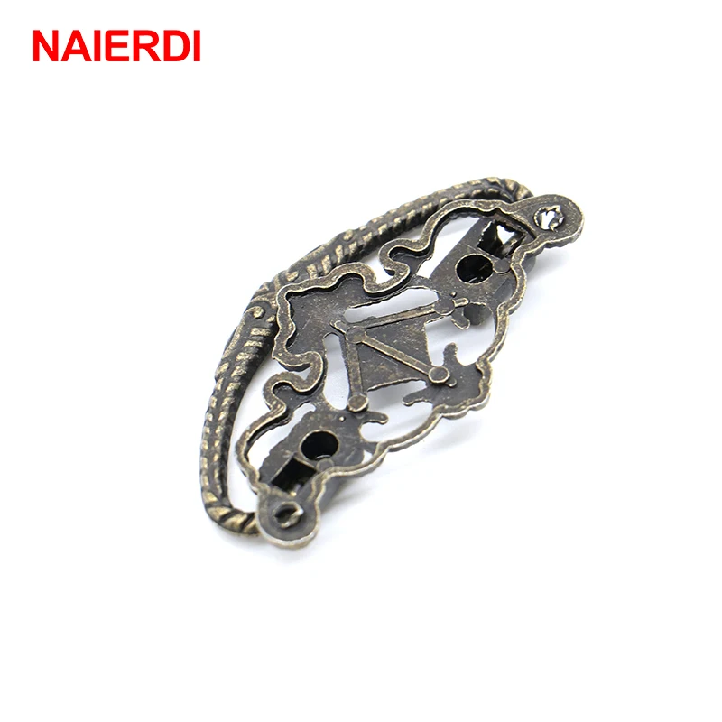 NAIERDI 48mm x 25mm Bronze Cabinet Knobs Drawer Handles Cupboard Pulls Jewellery Box Handle With Screws For Furniture Hardware