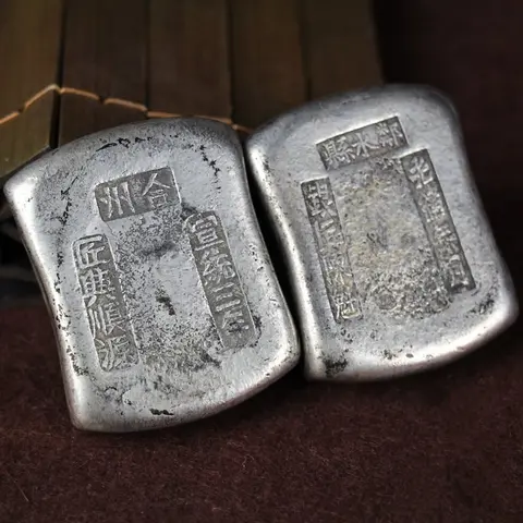 1pc 중국어 골동품 컬렉션 광장 실버 바, 실버 주괴 홈 인테리어 금속 수공예품 무작위로 보내기