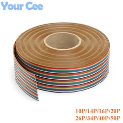 2m/lot Rainbow Ribbon Cable 10P 14P 16P 20P 26P 34P 40P 50P Flat Color Wire 1.27mm Spacing Pitch