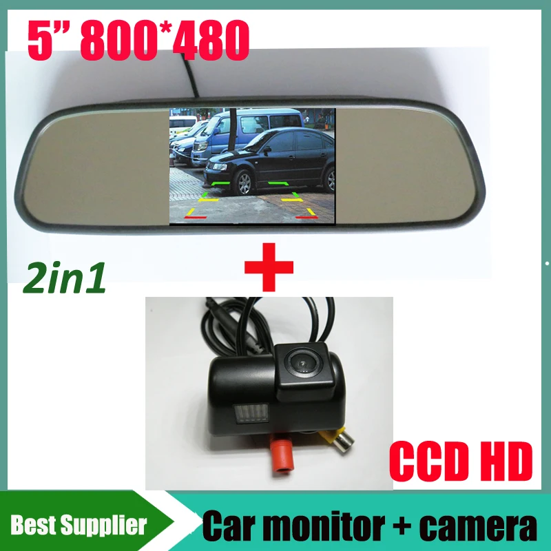 

2in1 CCD Car Rear View Camera for Ford Transit reverse backup camera +5'' HD 800*480 rearview Mirror Monitor