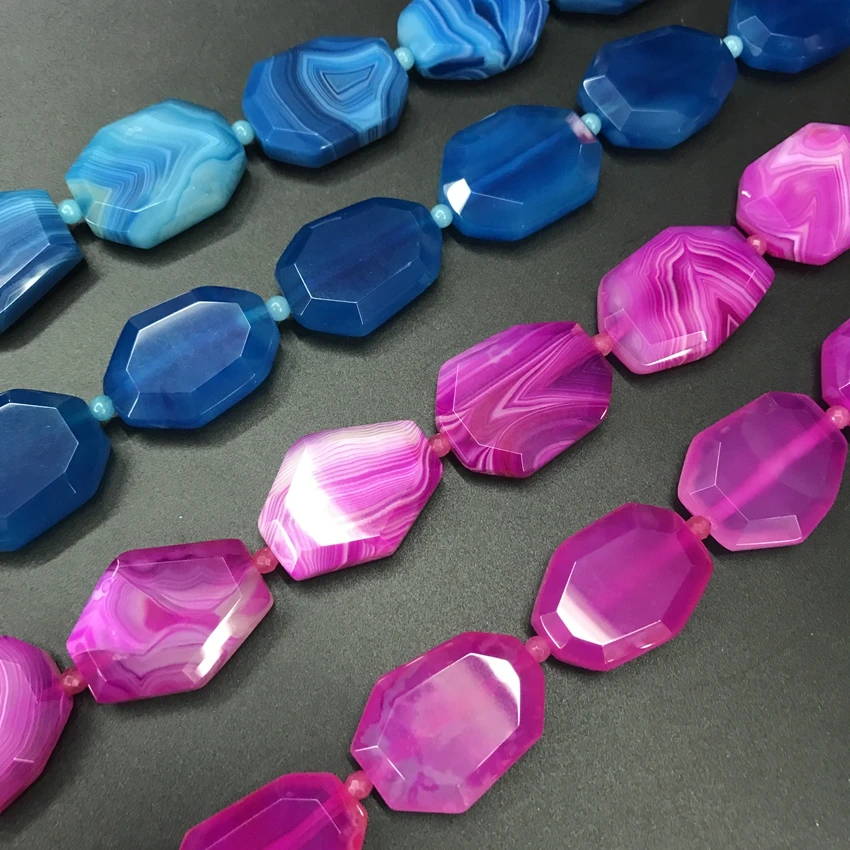 4 Color Choice,11pcs/strand Faceted Agates Slice Slab Loose Beads,Natural Onxy Stone Gems Cut Nugget Pendants Jewelry Making