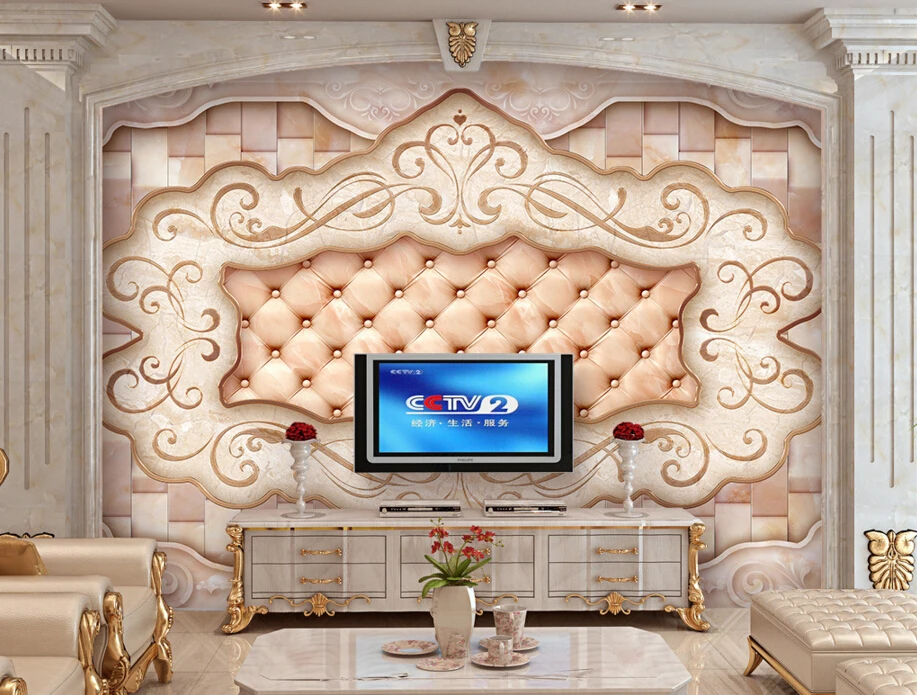 

Custom papel DE parede 3d, Art tiles pattern,vintage European-style mural for living room bedroom TV backdrop embossed wallpaper