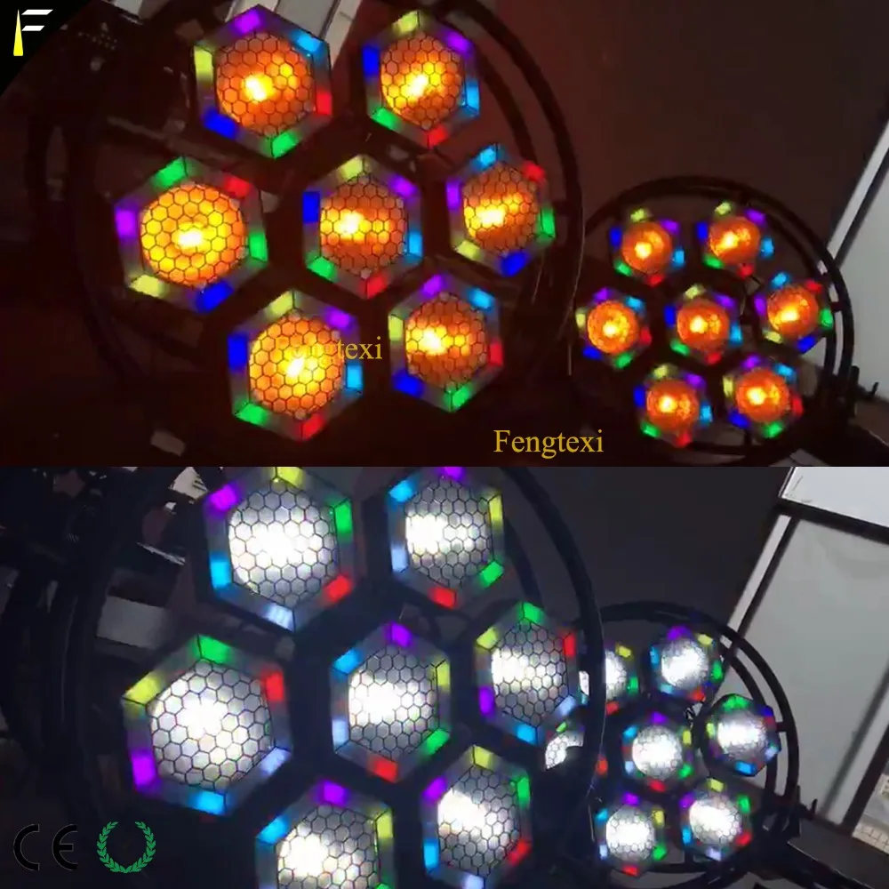 7 Halo Hexa COB LED Pixel Bühne Studio Zurück Licht DMX512 Warm/Kalt Farbe 2in1 Hexagon Biene Auge Fäule mit Stativ & Flug Fall