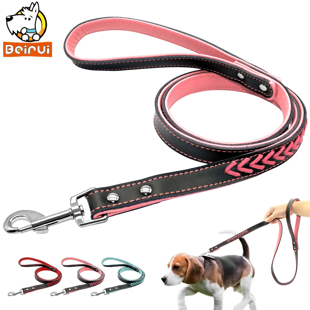 

Durable Leather Dog Leash Puppy Cat Walking Leads Leashes For Small Medium Large Dogs Chihuahau Pink Blue Red hundeleine