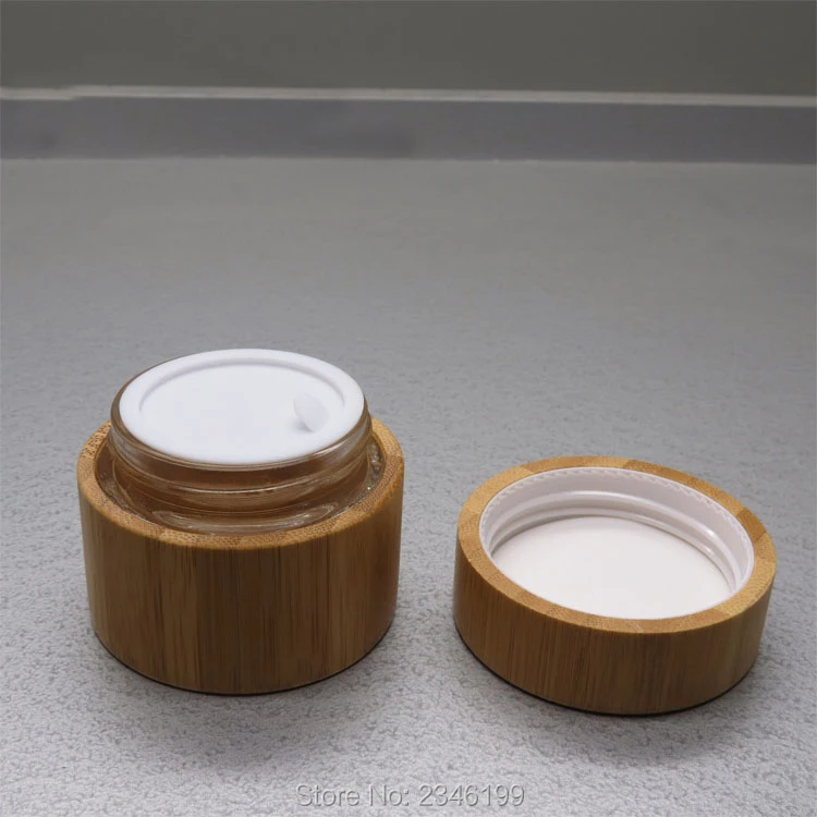 50G 50 ML 10 pz/lotto Vuota di Bambù di Legno Vaso Crema, FAI DA TE Contenitore di Vetro Cosmetici Crema Viso, Bamboo + Crema Contenitore di Vetro di Alta Qualità