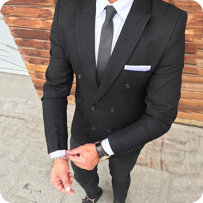 

Latest Coat Pant Designs Grey Men's Classic Suits Man Blazers Jacket Casual Business Tuxedo Double Breasted Custume Homme 2Piece