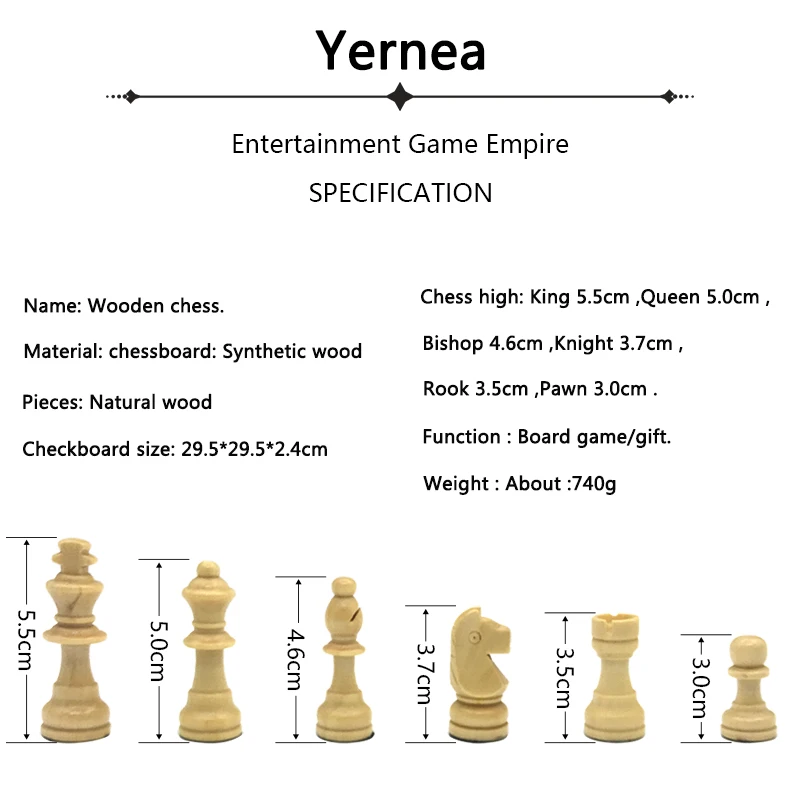 Yernea New Magnetic Chess Games Wooden Chessboard Outdoor Chess Set Games Solid Wood Chess Pieces Magnetic Folding Chessboard